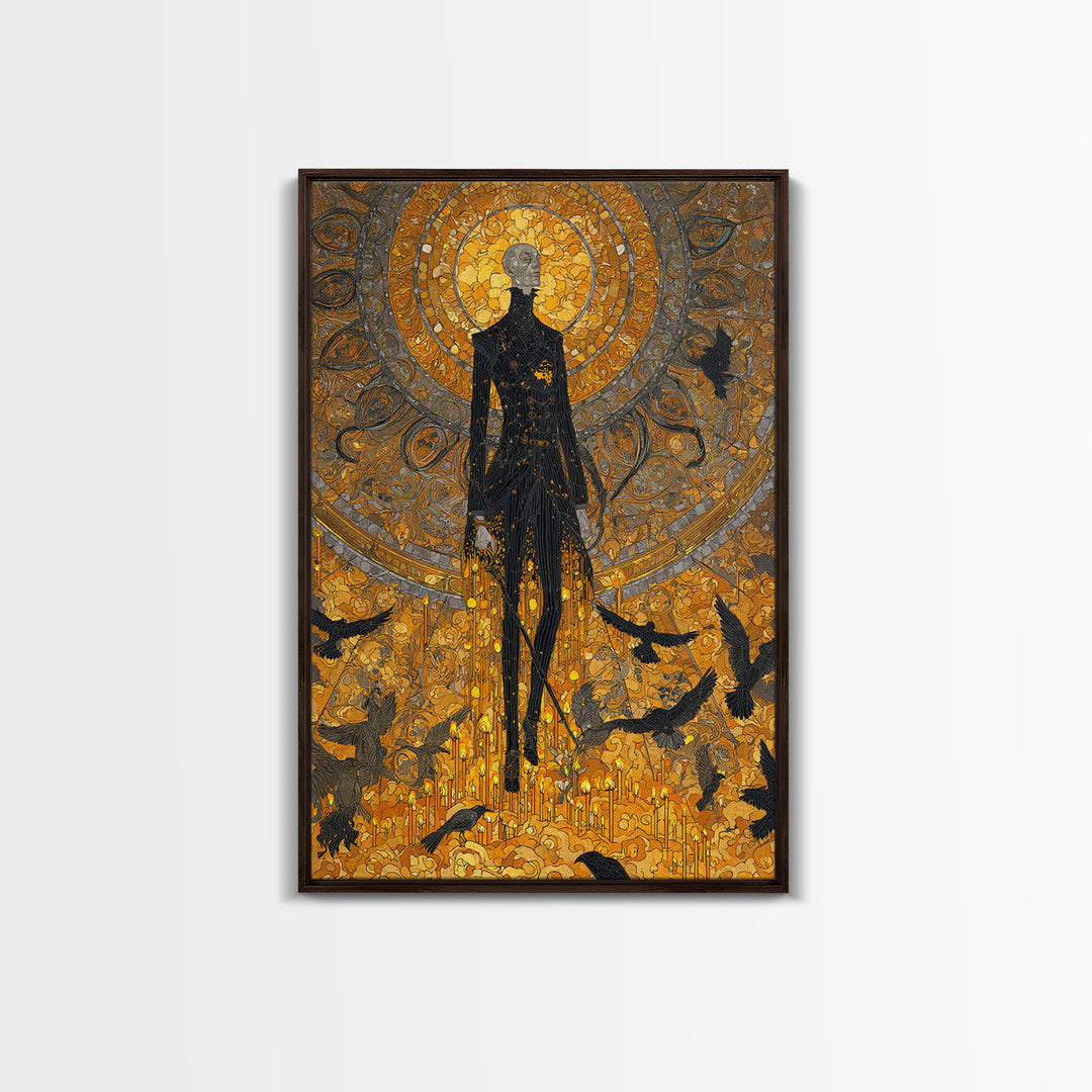 The Candlewax Man, Stained Glass Gothic Art, Vertical Wall Art, Gothic Horror Wall Art, Canvas Print, Halloween Wall Art, Halloween Decor