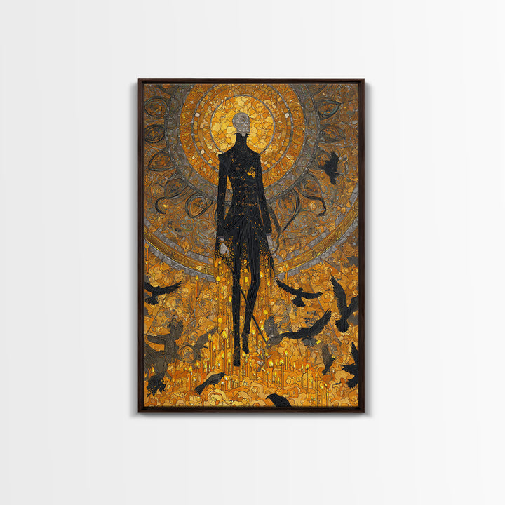 The Candlewax Man, Stained Glass Gothic Art, Vertical Wall Art, Gothic Horror Wall Art, Canvas Print, Halloween Wall Art, Halloween Decor