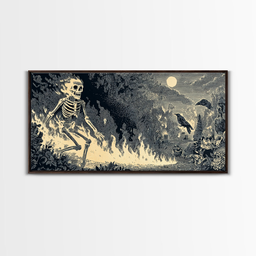 The Candlewax Man, Macabre Folk Print Art, Wide Panoramic Art, Dark Fantasy Wall Art, Canvas Print, Halloween Wall Art