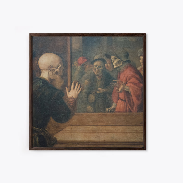 The Mirror Spirit, Danse Macabre Art, Square Wall Art, Dark Halloween Decor, Framed Canvas Print, Halloween Wall Art