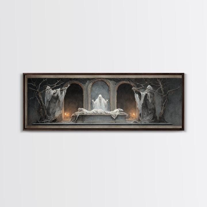 The Mirror Spirit, Gothic Nightmare Art, Extra Wide Wall Art, Dark Fantasy Wall Art, Canvas Print, Halloween Wall Art, Halloween Decor