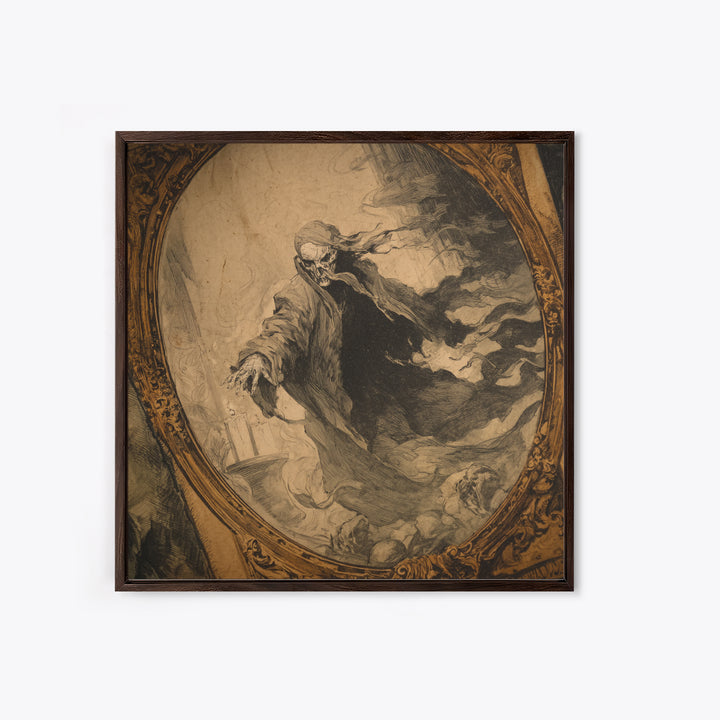 The Mirror Spirit, Decadent Gothic Art, Square Wall Art, Dark Halloween Decor, Framed Canvas Print, Halloween Wall Art