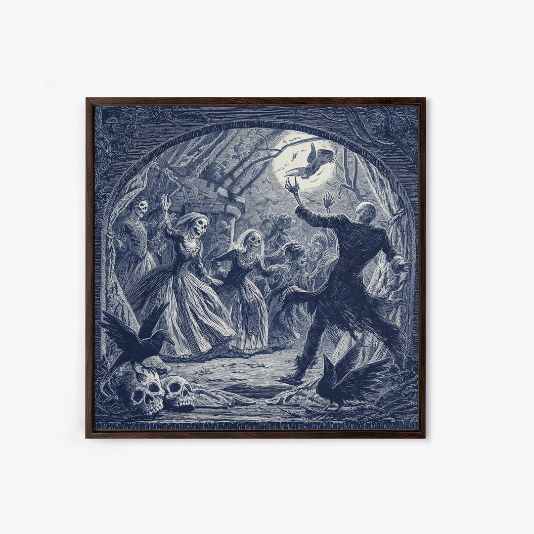 The Mirror Spirit, Macabre Folk Print Art, Square Wall Art, Dark Halloween Decor, Canvas Print, Halloween Wall Art