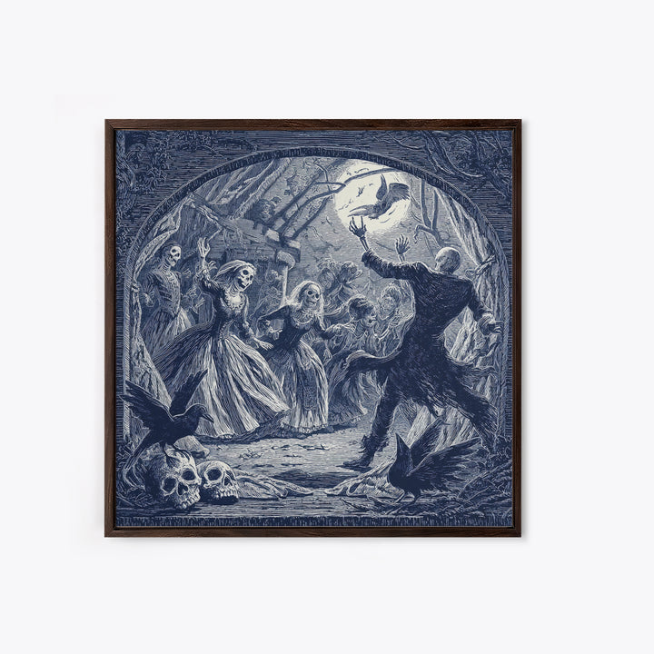 The Mirror Spirit, Macabre Folk Print Art, Square Wall Art, Dark Halloween Decor, Canvas Print, Halloween Wall Art