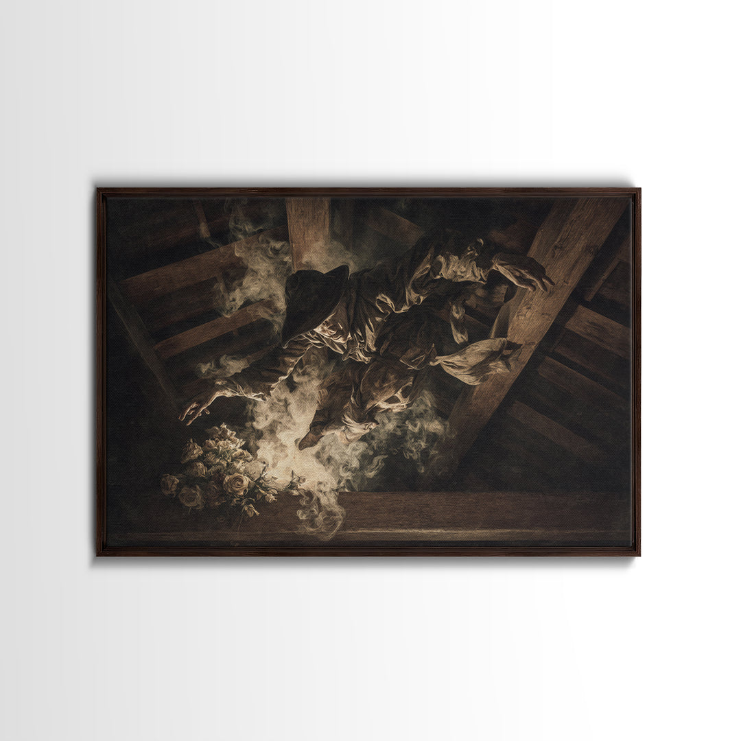 The Attic Whisperer, Dark Renaissance Art, Landscape Wall Art, Macabre Wall Art, Canvas Print, Halloween Wall Art