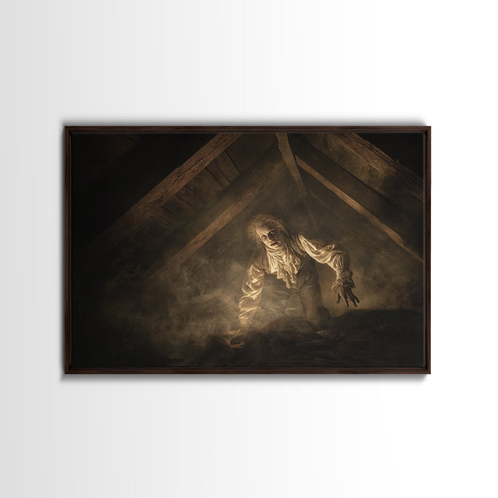 The Attic Whisperer, Gothic Nightmare Art, Landscape Wall Art, Gothic Horror Wall Art, Canvas Print, Halloween Wall Art