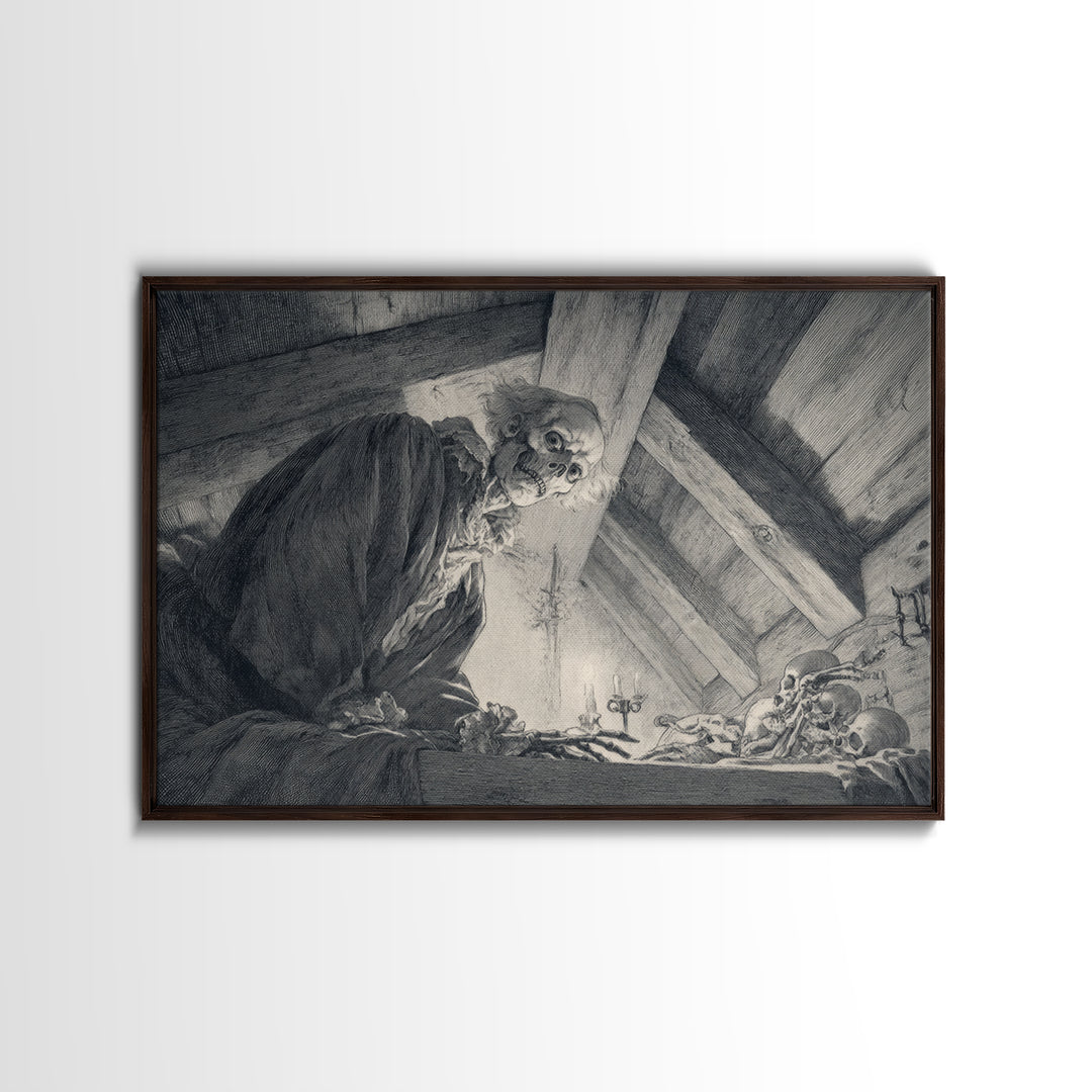 The Attic Whisperer, Decadent Gothic Art, Landscape Wall Art, Dark Halloween Decor, Canvas Print, Halloween Wall Art