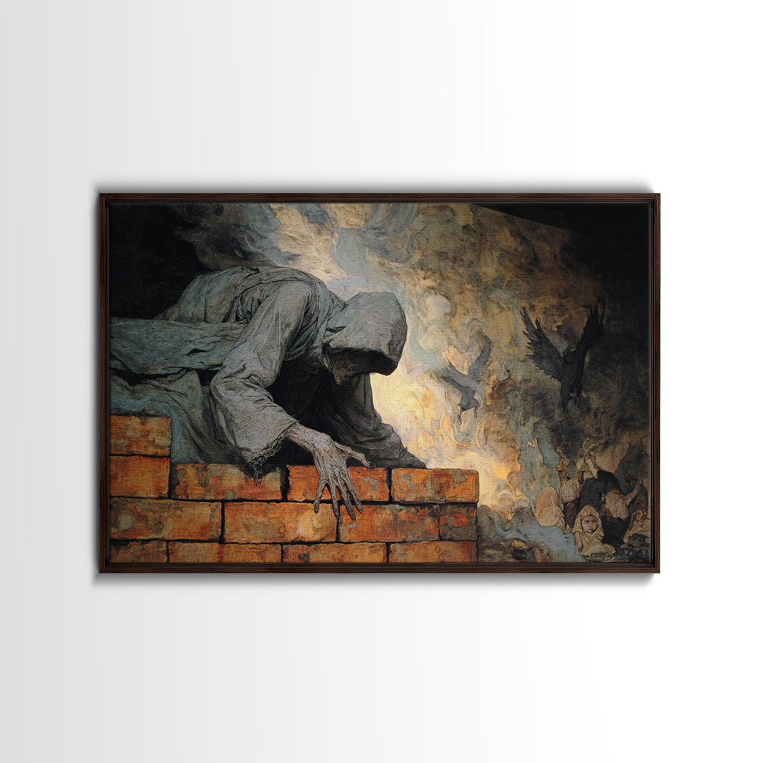 The Chimney Phantom, Dark Renaissance Art, Landscape Wall Art, Dark Fantasy Wall Art, Canvas Print, Halloween Wall Art