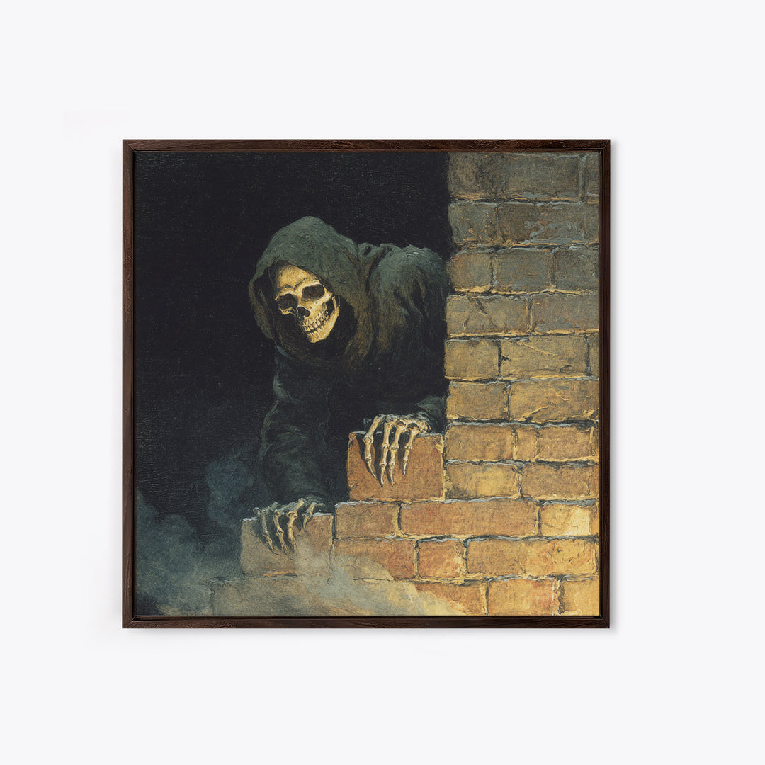 The Chimney Phantom, Danse Macabre Art, Square Wall Art, Gothic Horror Wall Art, Framed Canvas Print, Halloween Wall Art