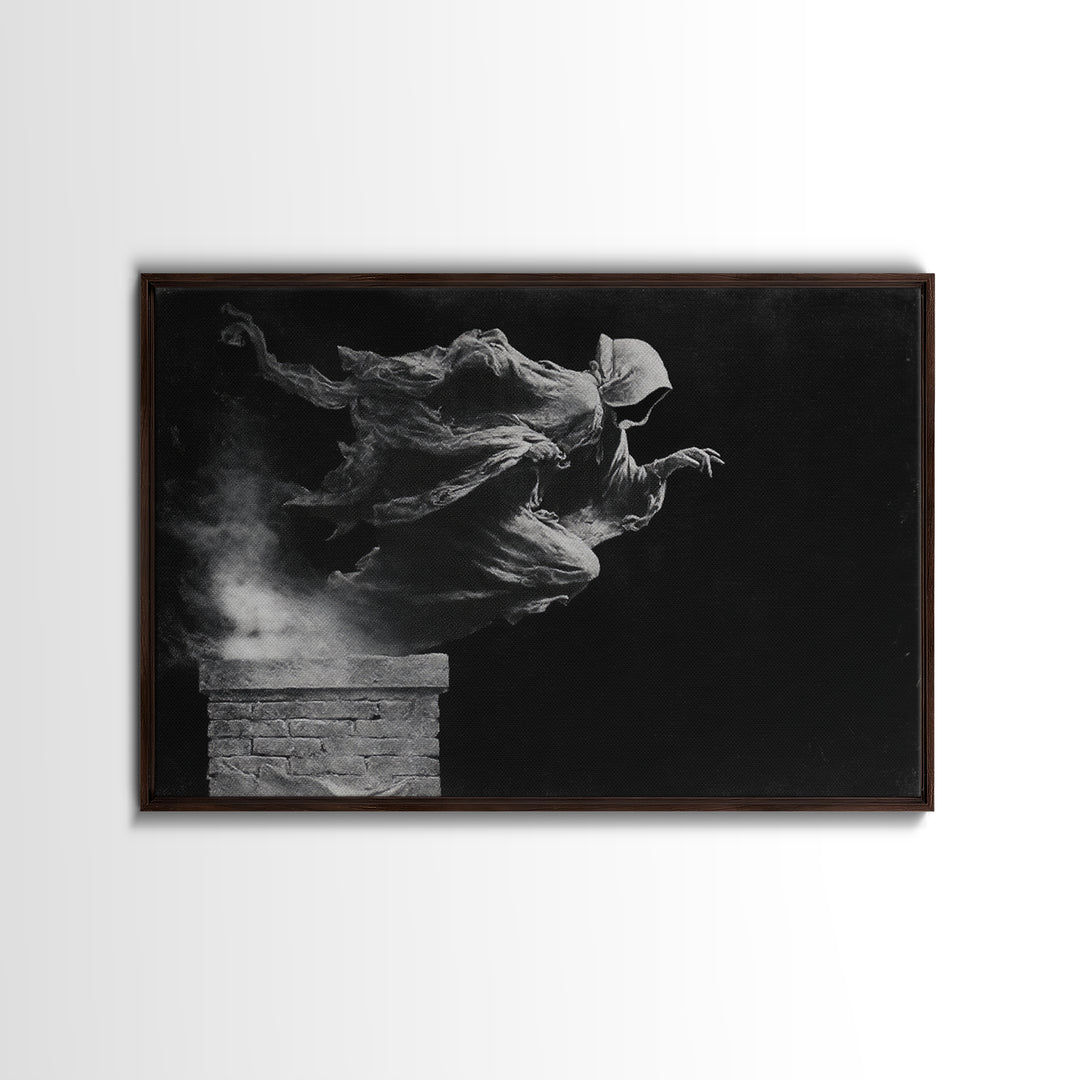 The Chimney Phantom, Symbolist Gothic Landscape, Landscape Wall Art, Dark Fantasy Wall Art, Framed Canvas Print, Halloween Wall Art