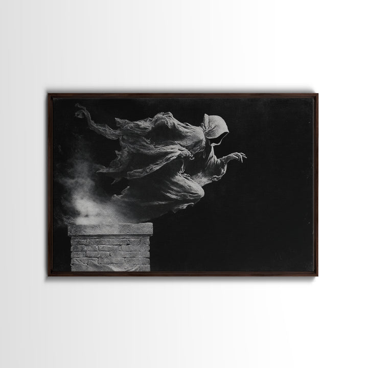 The Chimney Phantom, Symbolist Gothic Landscape, Landscape Wall Art, Dark Fantasy Wall Art, Framed Canvas Print, Halloween Wall Art