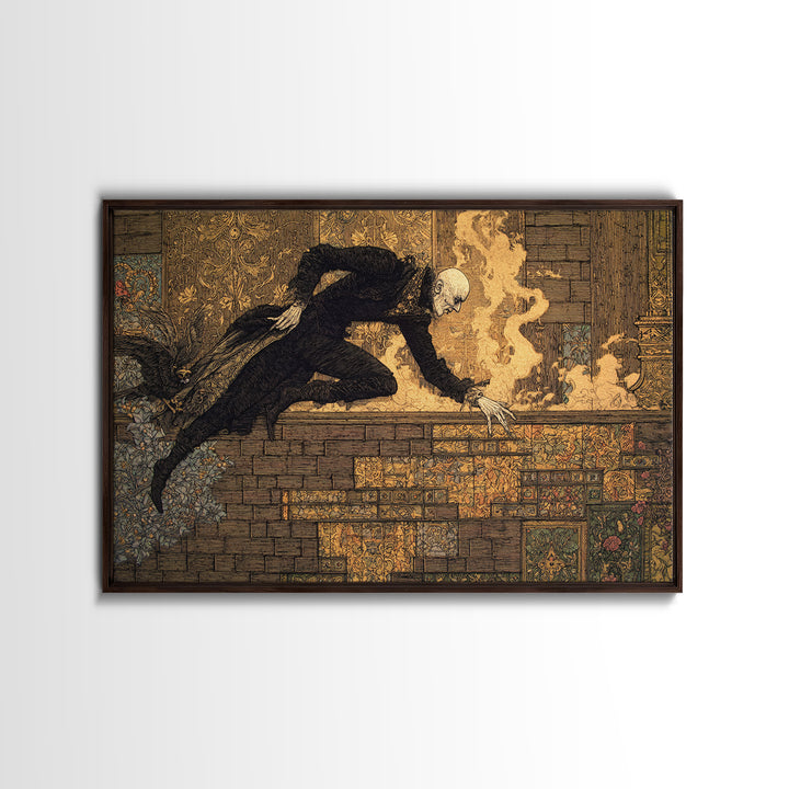 The Chimney Phantom, Stained Glass Gothic Art, Landscape Wall Art, Gothic Horror Wall Art, Canvas Print, Halloween Wall Art