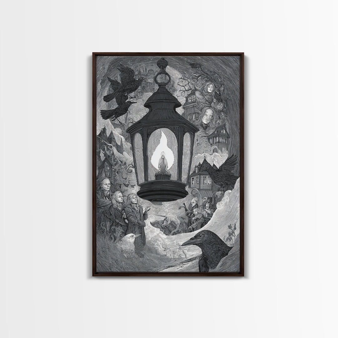 The Lantern Specter, Victorian Macabre Art, Vertical Wall Art, Dark Fantasy Wall Art, Canvas Print, Halloween Wall Art