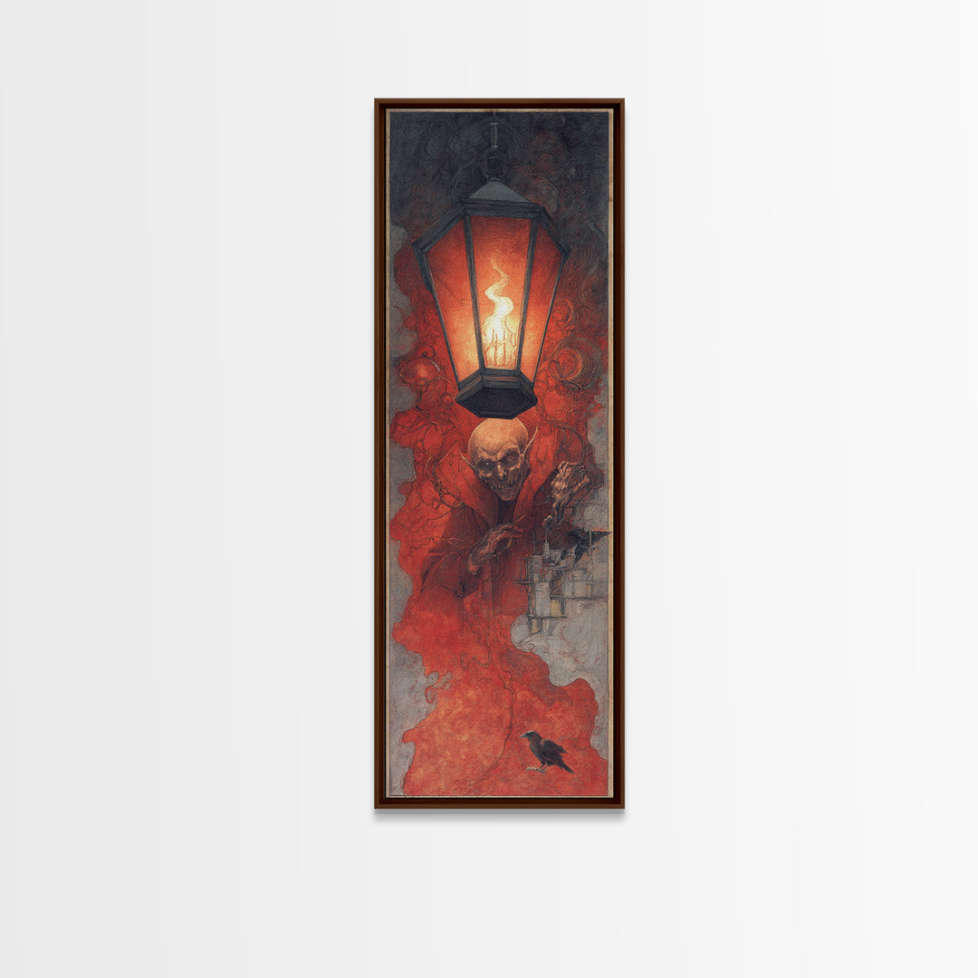 The Lantern Specter, Surreal Apocalyptic Art, Tall Narrow Wall Art, Gothic Horror Wall Art, Canvas Print, Halloween Wall Art