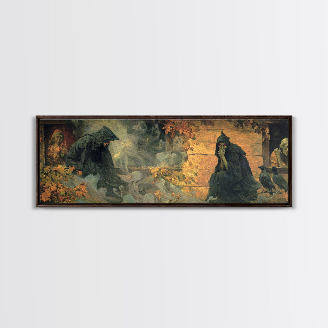 The Red-Eyed Night Hag, Dark Symbolist Art, Extra Wide Wall Art, Dark Fantasy Wall Art, Framed Canvas Print, Halloween Wall Art