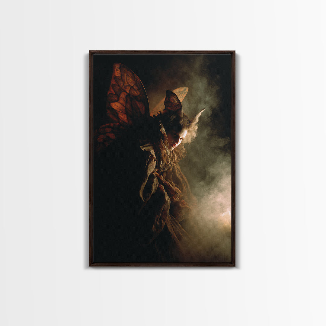 The Velvet Moth Witch, Gothic Nightmare Art, Vertical Wall Art, Gothic Horror Wall Art, Canvas Print, Halloween Wall Art