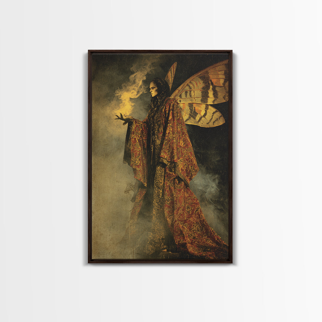 The Velvet Moth Witch, Decadent Gothic Art, Vertical Wall Art, Macabre Wall Art, Canvas Print, Halloween Wall Art, Horror Wall Art