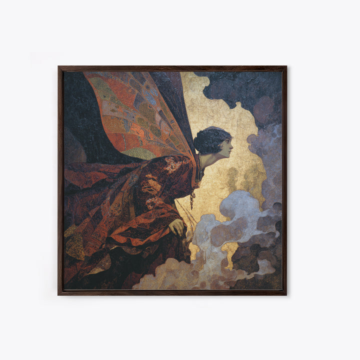 The Velvet Moth Witch, Dark Symbolist Art, Square Wall Art, Macabre Wall Art, Canvas Print, Halloween Wall Art