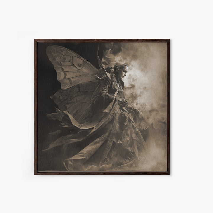 The Velvet Moth Witch, Biomechanical Horror Art, Square Wall Art, Gothic Horror Wall Art, Canvas Print, Halloween Wall Art, Dark Fantasy Art