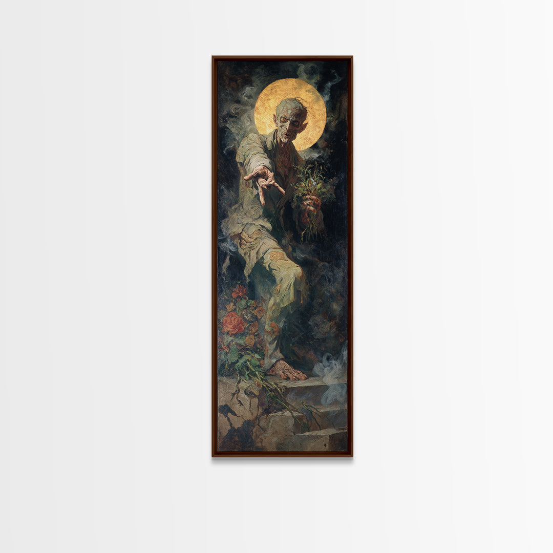The Ghostly Groom, Dark Renaissance Art, Tall Narrow Wall Art, Gothic Horror Wall Art, Framed Canvas Print, Halloween Wall Art
