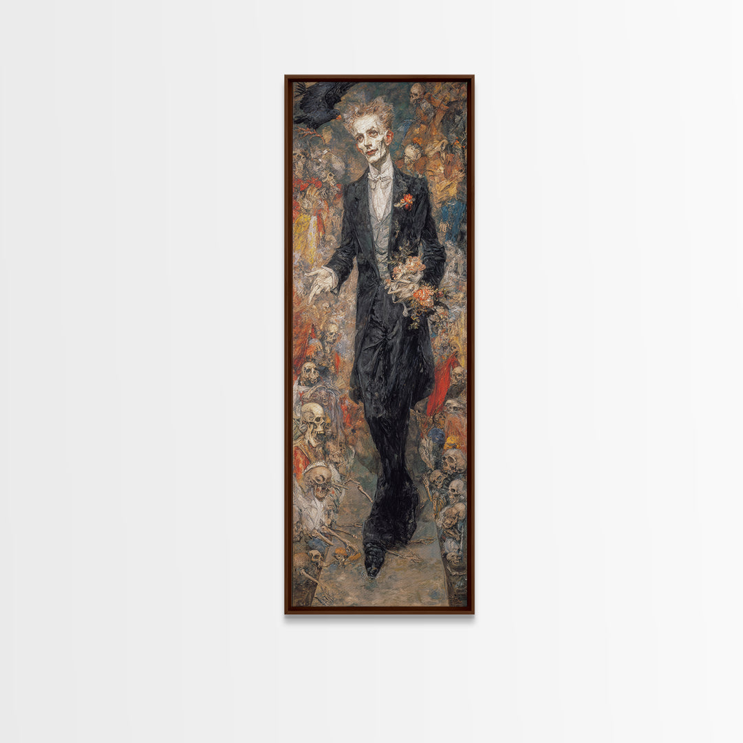 The Ghostly Groom, Grotesque Carnival Art, Tall Narrow Wall Art, Dark Fantasy Wall Art, Canvas Print, Halloween Wall Art, Horror Wall Art