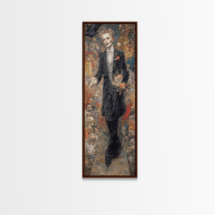 The Ghostly Groom, Grotesque Carnival Art, Tall Narrow Wall Art, Dark Fantasy Wall Art, Canvas Print, Halloween Wall Art, Horror Wall Art