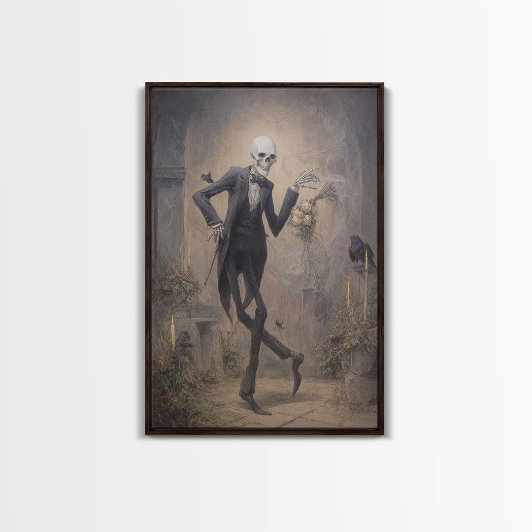 The Ghostly Groom, Victorian Macabre Art, Vertical Wall Art, Dark Halloween Decor, Framed Canvas Print, Halloween Wall Art