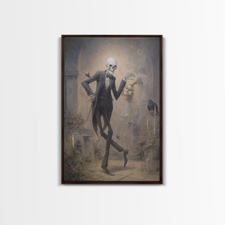 The Ghostly Groom, Victorian Macabre Art, Vertical Wall Art, Dark Halloween Decor, Framed Canvas Print, Halloween Wall Art