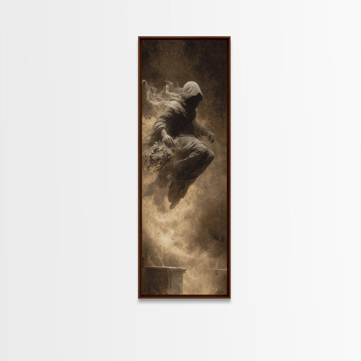 The Ghostly Groom, Surreal Apocalyptic Art, Tall Narrow Wall Art, Macabre Wall Art, Canvas Print, Halloween Wall Art