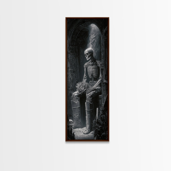 The Ghostly Groom, Biomechanical Horror Art, Tall Narrow Wall Art, Gothic Horror Wall Art, Canvas Print, Halloween Wall Art