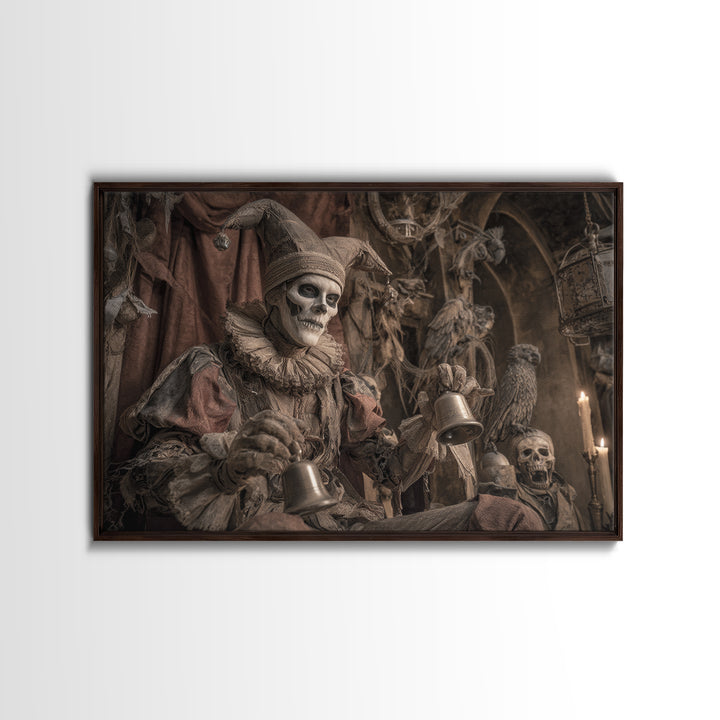 The Phantom Jester, Medieval Grotesque Art, Landscape Wall Art, Gothic Horror Wall Art, Framed Canvas Print, Halloween Wall Art