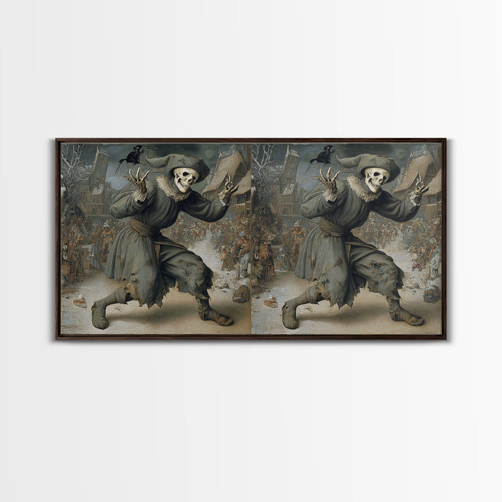The Phantom Jester, Northern Renaissance Horror, Wide Panoramic Art, Macabre Wall Art, Canvas Print, Halloween Wall Art