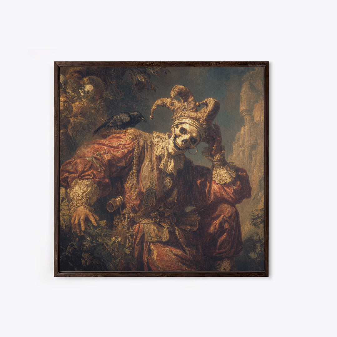 The Phantom Jester, Baroque Witchcraft Art, Square Wall Art, Dark Halloween Decor, Canvas Print, Halloween Wall Art, Gothic Home Decor