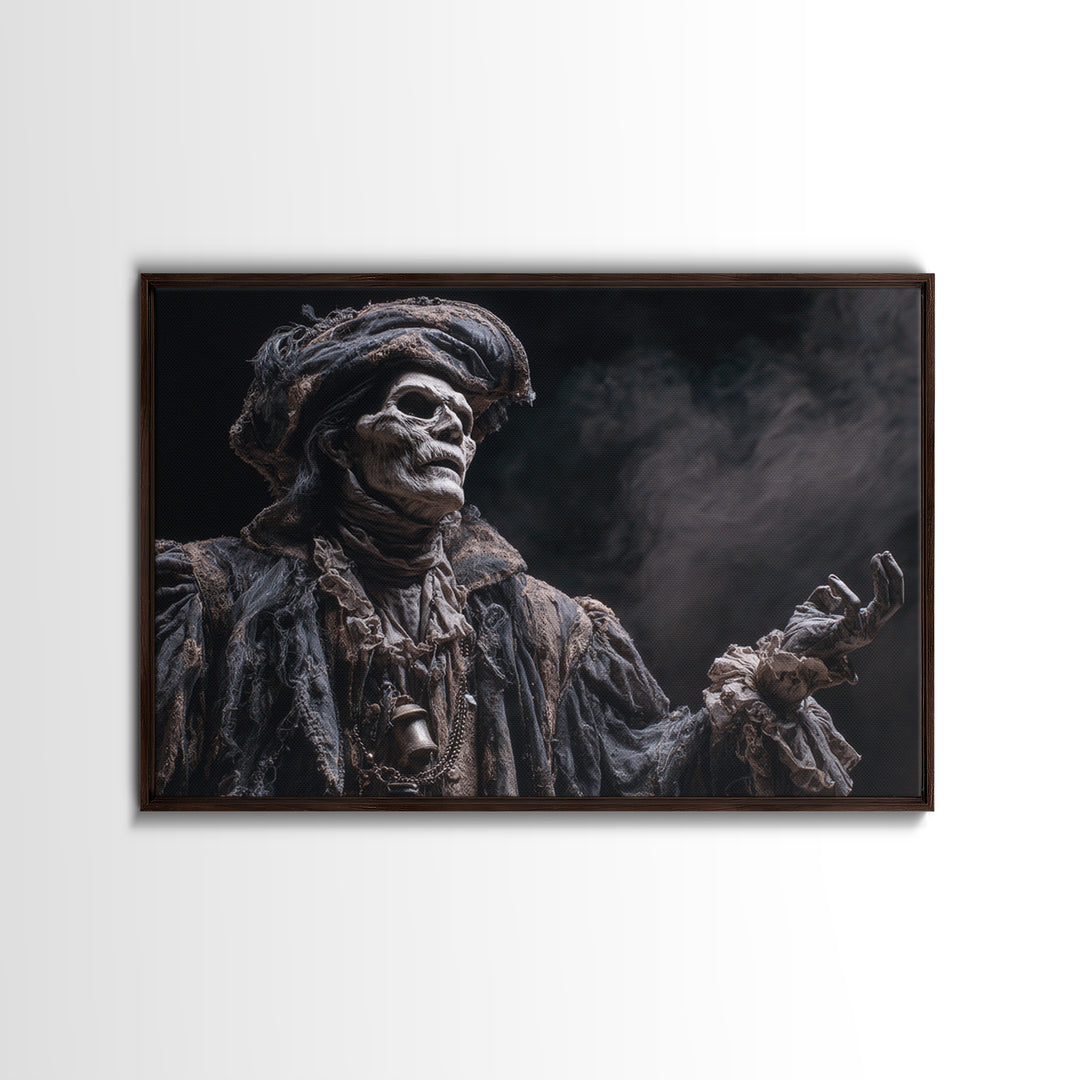 The Phantom Jester, Dark Romantic Horror Art, Landscape Wall Art, Dark Halloween Decor, Framed Canvas Print, Halloween Wall Art