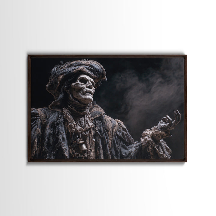 The Phantom Jester, Dark Romantic Horror Art, Landscape Wall Art, Dark Halloween Decor, Framed Canvas Print, Halloween Wall Art