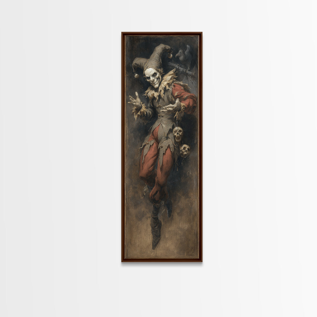 The Phantom Jester, Gothic Nightmare Art, Tall Narrow Wall Art, Macabre Wall Art, Canvas Print, Halloween Wall Art, Gothic Home Decor
