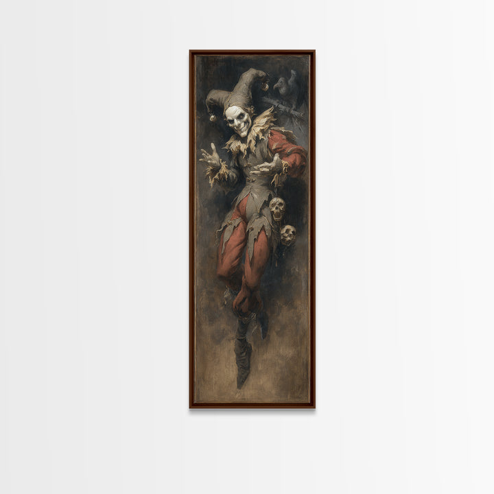 The Phantom Jester, Gothic Nightmare Art, Tall Narrow Wall Art, Macabre Wall Art, Canvas Print, Halloween Wall Art, Gothic Home Decor