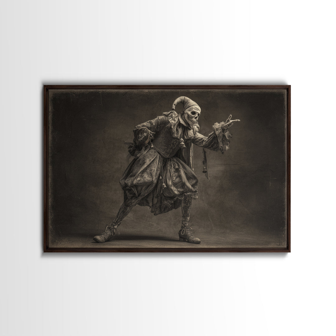 The Phantom Jester, Expressionist Nightmare Art, Landscape Wall Art, Dark Halloween Decor, Framed Canvas Print, Halloween Wall Art