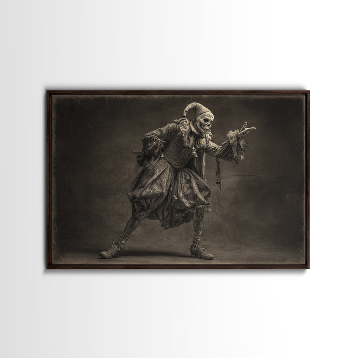 The Phantom Jester, Expressionist Nightmare Art, Landscape Wall Art, Dark Halloween Decor, Framed Canvas Print, Halloween Wall Art