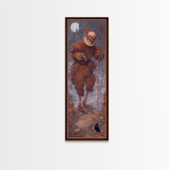 The Phantom Jester, Surreal Apocalyptic Art, Tall Narrow Wall Art, Macabre Wall Art, Canvas Print, Halloween Wall Art