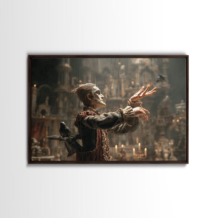 The Marionette Master, Medieval Grotesque Art, Landscape Wall Art, Dark Fantasy Wall Art, Framed Canvas Print, Halloween Wall Art