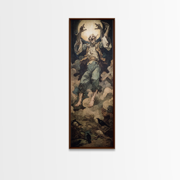 The Marionette Master, Dark Renaissance Art, Tall Narrow Wall Art, Macabre Wall Art, Framed Canvas Print, Halloween Wall Art