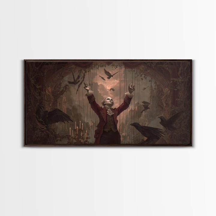 The Marionette Master, Apocalyptic Romantic Art, Wide Panoramic Art, Gothic Horror Wall Art, Canvas Print, Halloween Wall Art