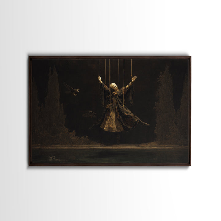 The Marionette Master, Symbolist Gothic Landscape, Landscape Wall Art, Dark Fantasy Wall Art, Framed Canvas Print, Halloween Wall Art