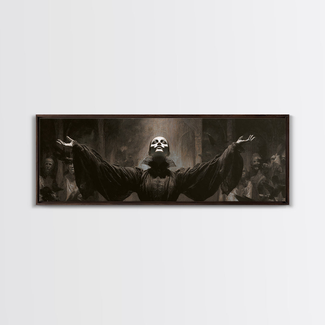 The Marionette Master, Dark Symbolist Art, Extra Wide Wall Art, Macabre Wall Art, Framed Canvas Print, Halloween Wall Art