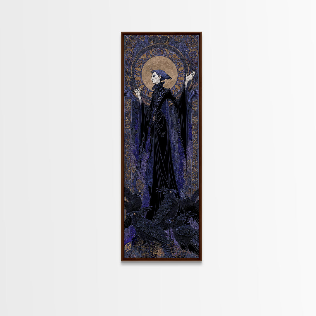 The Marionette Master, Stained Glass Gothic Art, Tall Narrow Wall Art, Dark Halloween Decor, Canvas Print, Halloween Wall Art