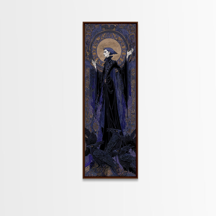 The Marionette Master, Stained Glass Gothic Art, Tall Narrow Wall Art, Dark Halloween Decor, Canvas Print, Halloween Wall Art