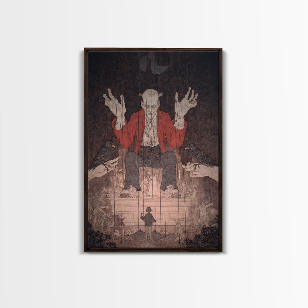 The Marionette Master, Victorian Macabre Art, Vertical Wall Art, Dark Fantasy Wall Art, Canvas Print, Halloween Wall Art