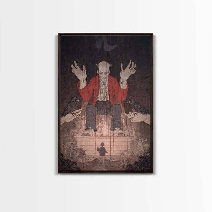 The Marionette Master, Victorian Macabre Art, Vertical Wall Art, Dark Fantasy Wall Art, Canvas Print, Halloween Wall Art