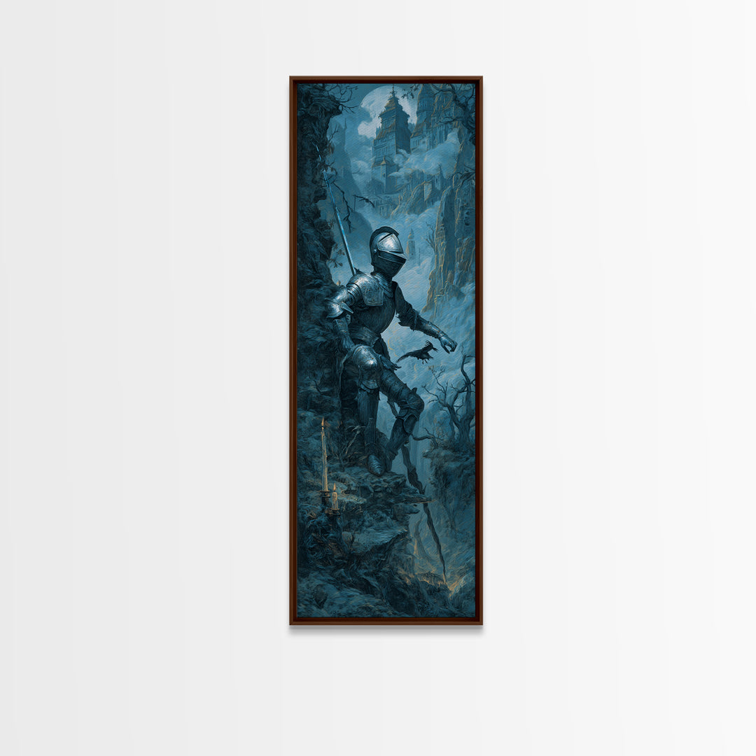 The Spectral Knight, Baroque Witchcraft Art, Tall Narrow Wall Art, Gothic Horror Wall Art, Canvas Print, Halloween Wall Art